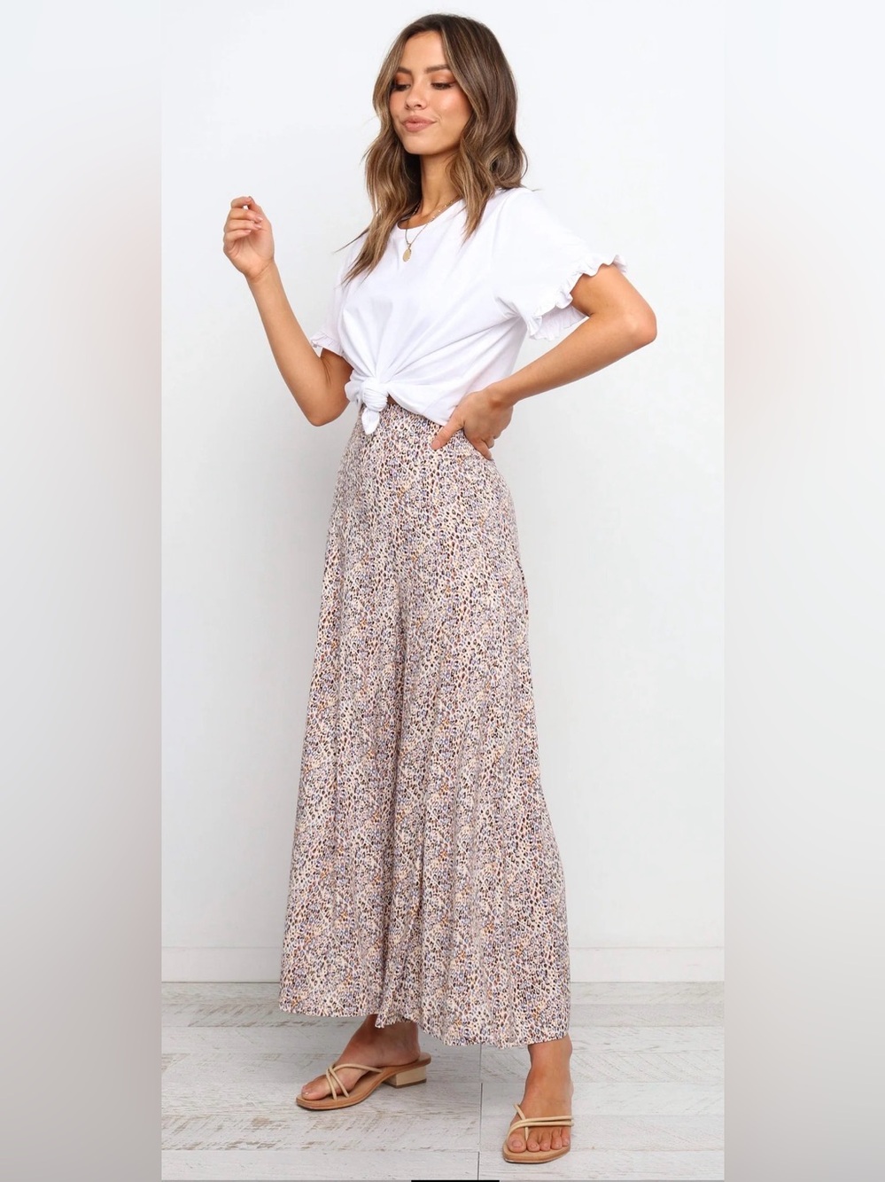 Petal & Pup Size 5 Leopard Animal Print High Rise Wide Leg Palazzo Pants